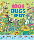 Busy children's book cover for 1001 Bugs to Spot featuring colorful hand-drawn insects in a vibrant flower garden.