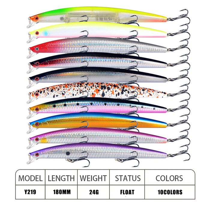 Large dealonlinenz fishing lures, 18cm hard bait with treble hooks, lifelike design for freshwater and saltwater fishing.