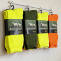 Set of 12 high visibility safety work socks by dealonline.nz, cushioned for comfort and durability in tough work environments.