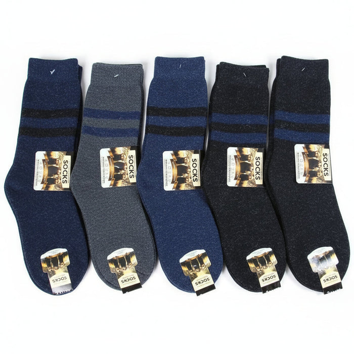 Pair of men's thermal work socks from dealonlinenz by dealonline.co.nz, showing cozy, thick fabric ideal for cold weather.