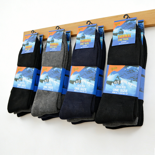 Pair of warm thermal winter socks in size 6-11 from dealonline.nz, ideal for cold weather, showing cozy knit fabric and thermal insulation