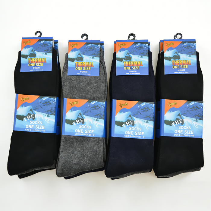 12 pairs of dealonlinenz warm winter thermal socks in size 6-11, cozy and insulating for cold weather.