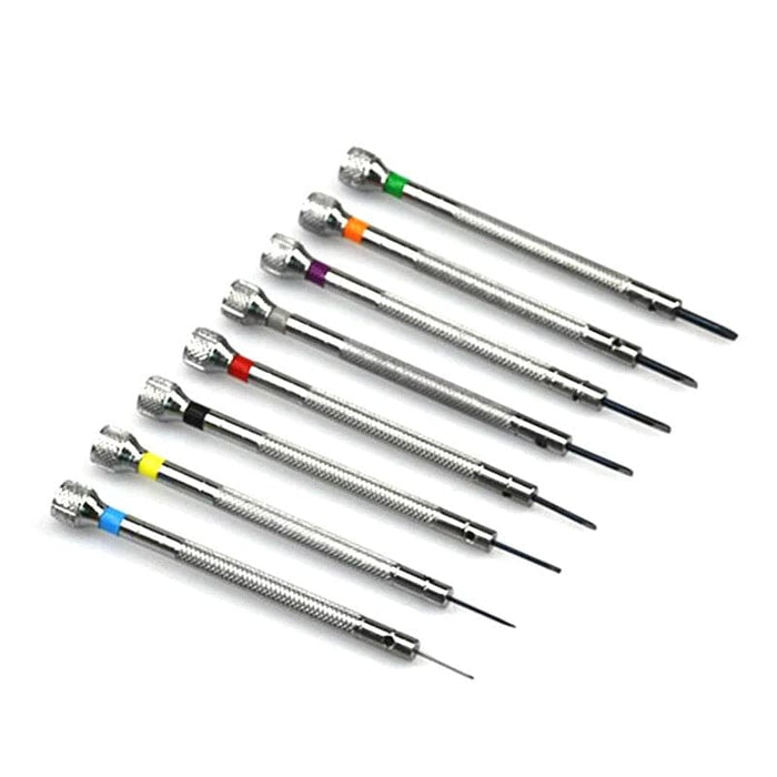 13-piece precision screwdriver set for watch repair by That Watch Shop, featuring small screwdrivers ideal for delicate watch components.