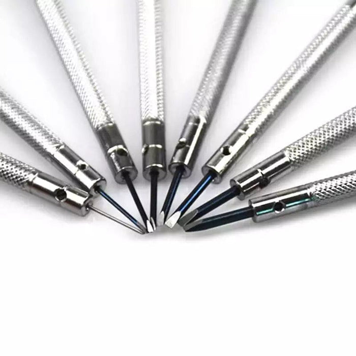 Set of 13 watch repair screwdrivers from That Watch Shop, including five types of precision screwdrivers for detailed watch work.