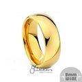 Glitters stainless steel ring with 8mm wide glossy mirror-polished 18K gold ion plating, plain band design.