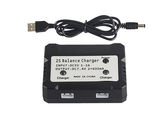 Dealonlinenz 2 in 1 7.4V USB drone charger, compact and portable for quick drone battery charging.