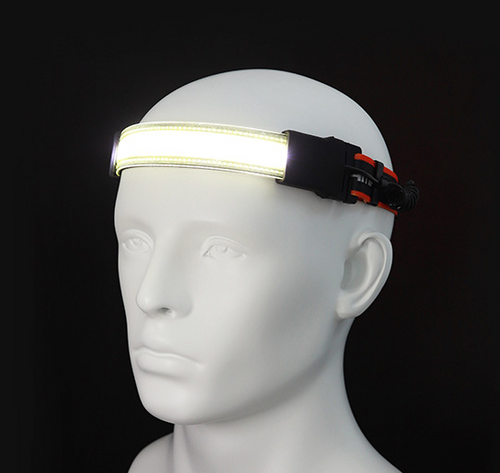 Dealonlinenz 230° wide-angle headlamp flashlight with red taillight, three light modes, lightweight design for outdoor activities.