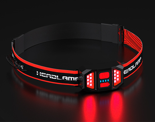 Dealonlinenz 230° wide-angle headlamp flashlight with red taillight and three light modes, lightweight for outdoor use