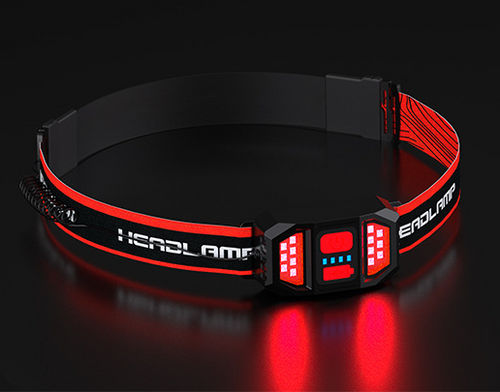Dealonlinenz 230° wide-angle headlamp flashlight with red taillight and three light modes, lightweight for outdoor use