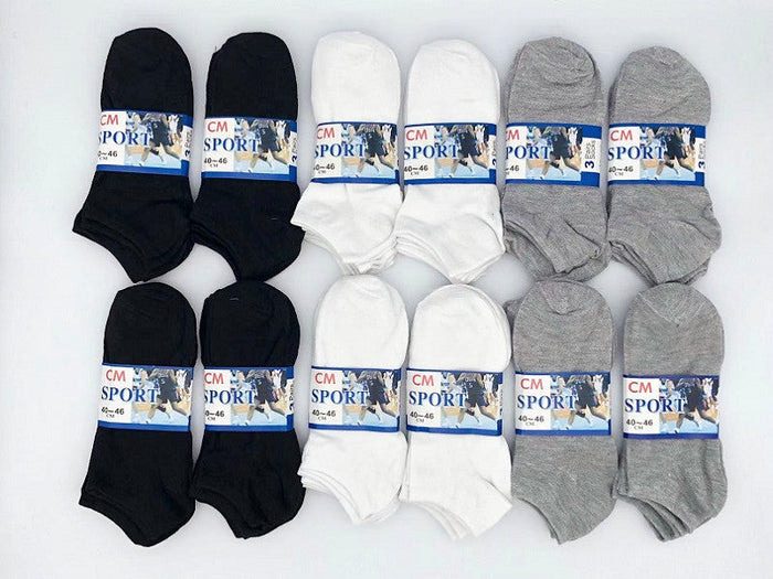 Set of 36 dealonline.co.nz thin ankle socks in various mix colors for men's and women's sizes, displayed in a neat arrangement.