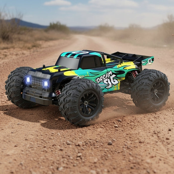 Dealonlinenz 1:16 off-road 4WD electric RC truck with rugged tires and high-speed design for all terrains, ideal as a toy gift.