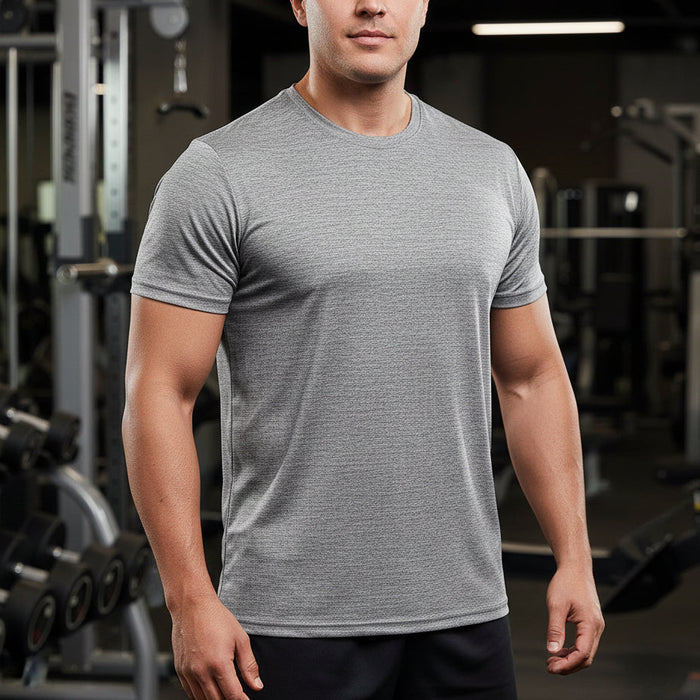 Dealonlinenz 3XL quick-drying sports stretch T-shirt, black, lightweight fabric, designed for active wear and comfort.