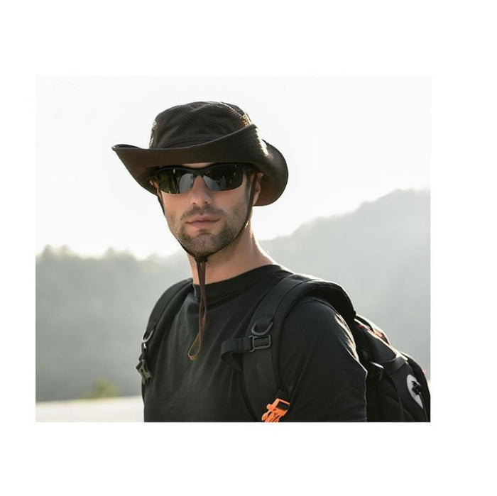 Dealonlinenz sun hat bucket cap in four colors, outdoor fishing and hiking UV protection hat with wide brim and chin strap.