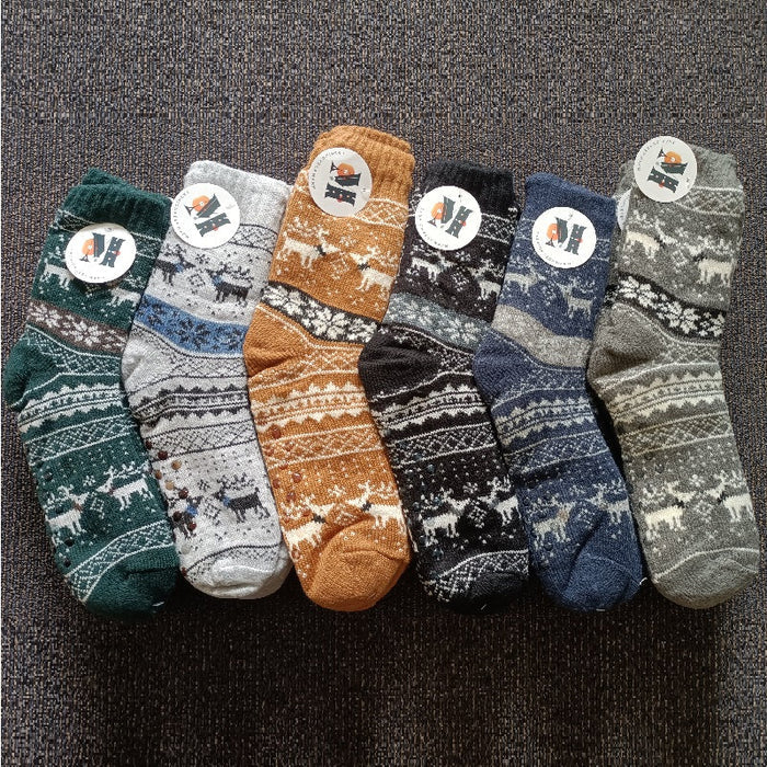 Four pairs of dealonlinenz men's fuzzy winter slippers with soft, warm fabric and non-slip grippers for cozy comfort.