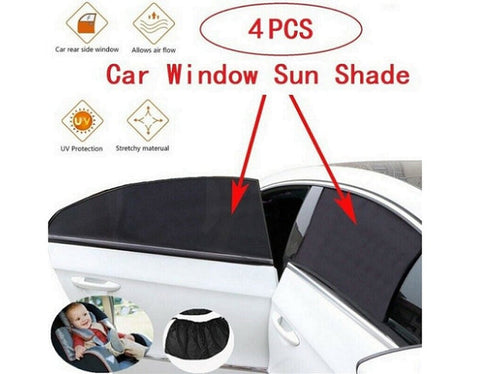 DealOnlineNZ 4-piece car sun shade set with mesh visor covers for front and rear side windows, providing UV protection and privacy.