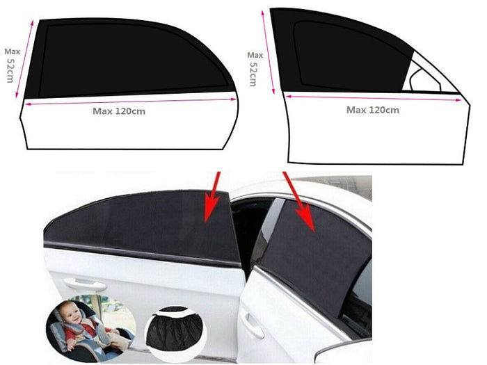 Set of four dealonlinenz car sunshade covers for front and rear side windows with mesh shield design, easy to install.