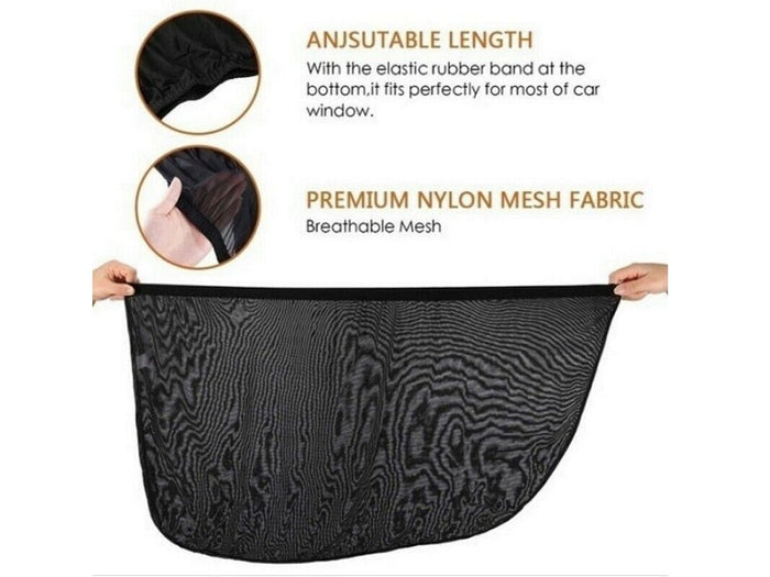 Dealonline.nz 4-piece set of car front and rear side window sun shade covers with mesh shields, designed to block sunlight and reduce glare.