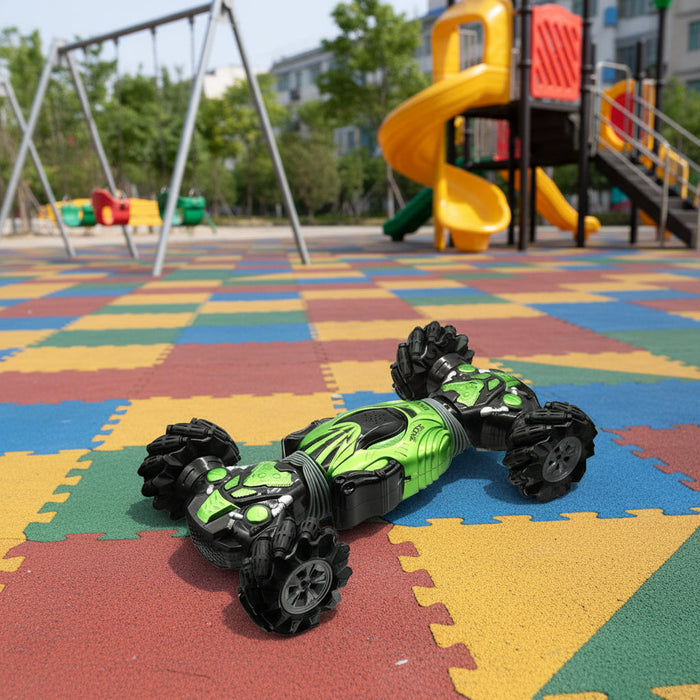 4WD remote control stunt car by dealonline.co.nz, showcasing the transforming design and rugged off-road tires.