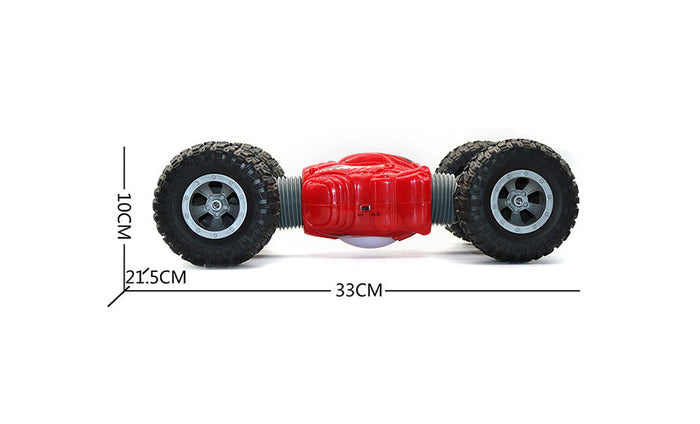 Red 4WD remote control stunt car with transforming features and LED lights from dealonlinenz, perfect for outdoor play.