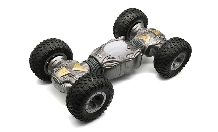 Dealonlinenz 4WD remote control stunt car with lights, showcasing its transformable design and vibrant lighting features.