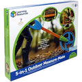Product box showing a child using a blue and orange trundle wheel tool on a wooded dirt path.