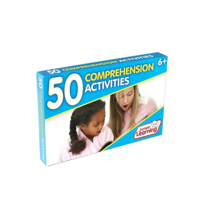 Angled view of a blue rectangular box featuring a woman and child reading, with bold yellow text and age 6+ label.