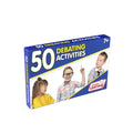 Blue and yellow box for 50 Debating Activities for ages 7+, featuring three children making points and hand gestures.