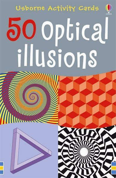Grey box cover with a colorful spiral, 3D cubes, a purple impossible triangle, and a black and white geometric pattern.