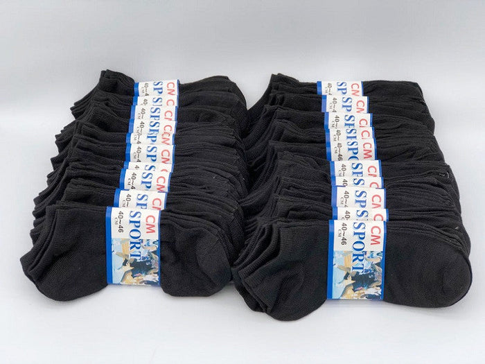 Pair of black thin ankle socks for men and women, size M7-11/W8-12, from dealonline.co.nz, shown laid flat.