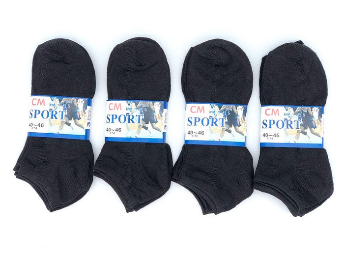 Pair of black thin ankle socks for men and women, size M7-11/W8-12, from dealonline.co.nz, shown laid flat.