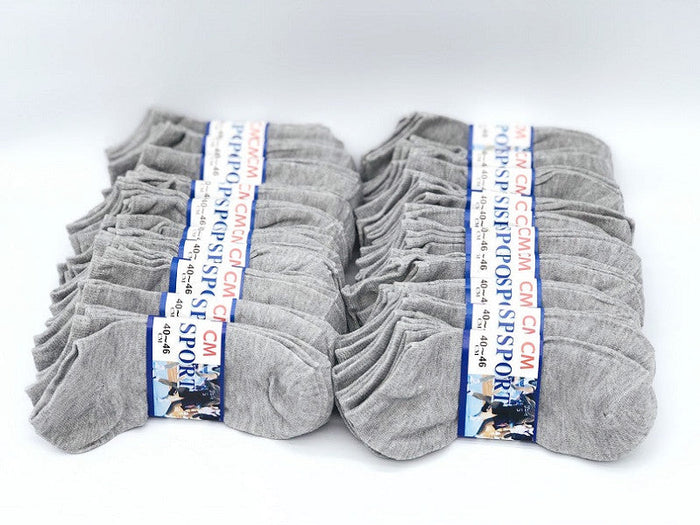 Set of 60 grey thin ankle socks for men and women, casual wear, featuring lightweight fabric and comfortable fit from dealonline.co.nz.