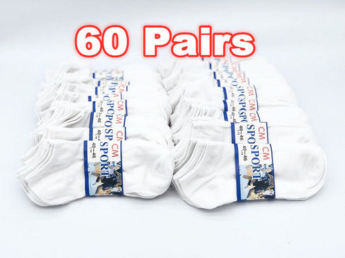 Pair of white thin ankle socks by dealonline.co.nz, size M7-11/W8-12, shown laid flat for easy view of design and material.