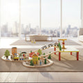 Wooden railway track toy set with manual control cars, 78 pieces for early educational play, by dealonlinenz.