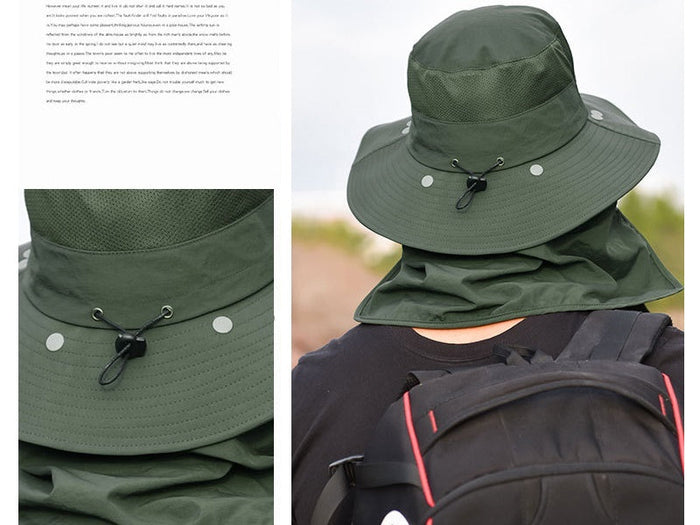 Dealonlinenz green wide brim sun hat with UV protection, ideal for outdoor fishing and hiking activities.