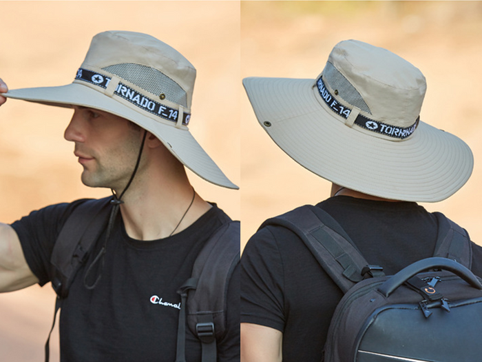 Navy wide brim sun hat by dealonline.co.nz with UV protection, ideal for outdoor fishing and hiking activities.