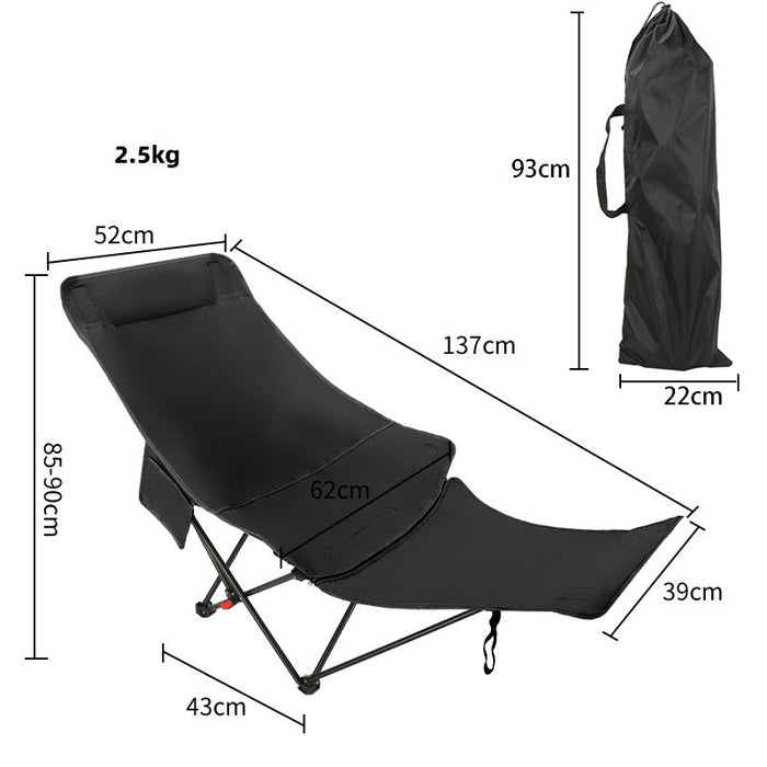 ECOTREK adjustable folding chair with footrest showing three recline positions and sturdy frame in a relaxed outdoor setting