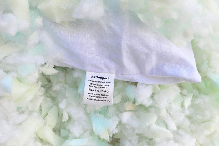Do Not Disturb Sleep Company Air Support Pillow showing soft, supportive pillow with adjustable air chambers for comfort.