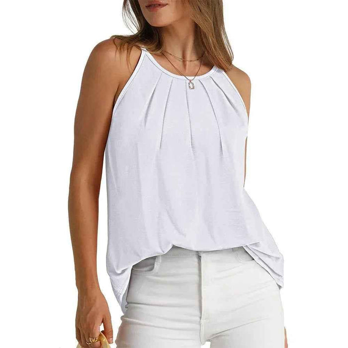 Black airy pleated cami top for women by Stylish 3Sixty5, featuring lightweight fabric and feminine pleats.