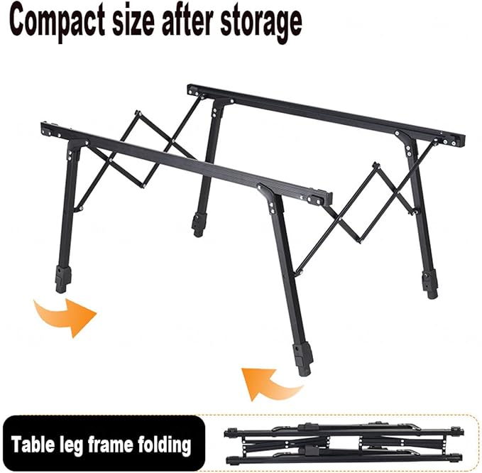 ECOTREK aluminium height-adjustable camping table, portable outdoor table with 89cm height, ideal for outdoor activities.