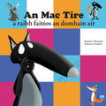 Book cover featuring a large, frightened cartoon wolf against a vibrant blue, orange, and pink checkered background.