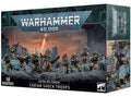 Product box art featuring ten sci-fi soldier miniatures in green armor on a rocky, war-torn landscape.