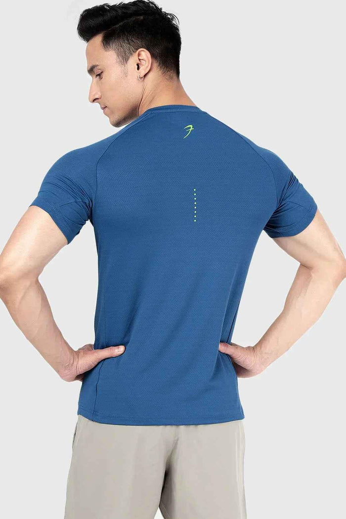 Fuaark Nz Aura textured teal T-shirt with a soft, patterned fabric and classic fit, displayed on a plain background