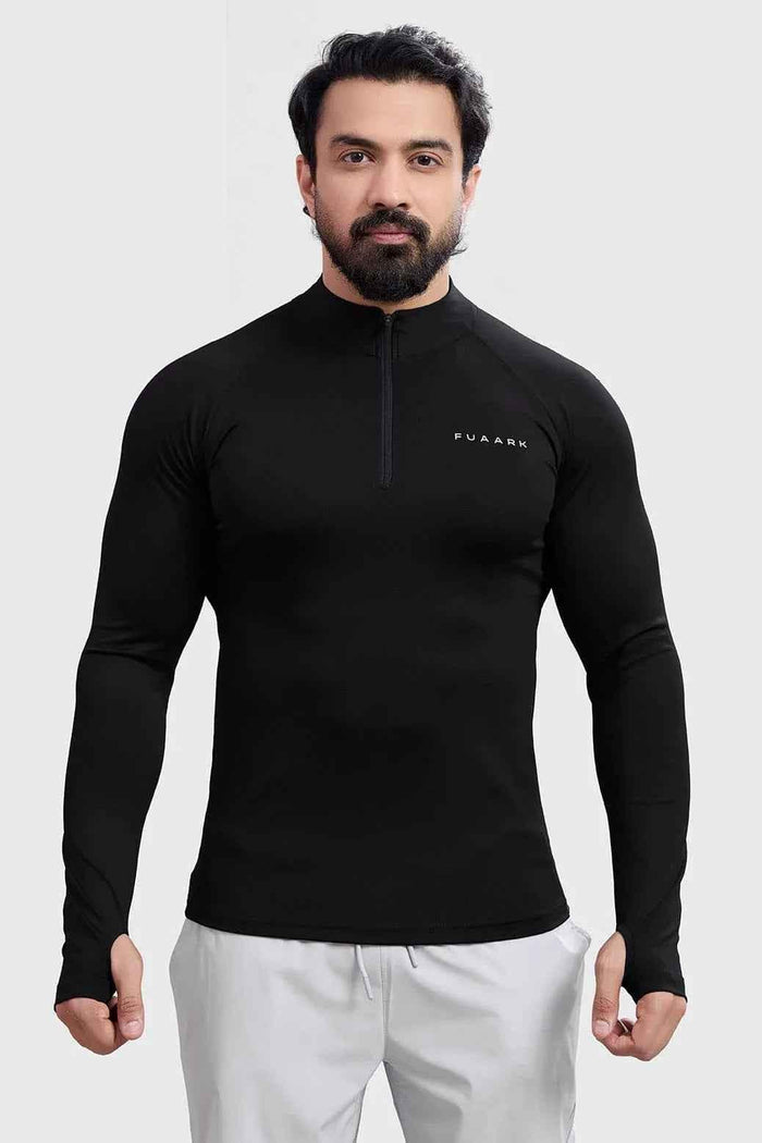 Black Fuaark Nz Axis Pullover T-shirt displayed flat with visible branding and soft fabric texture.