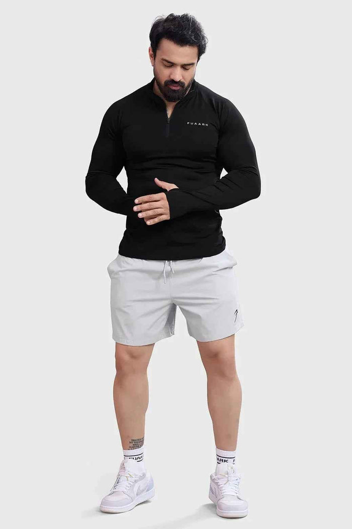 Fuaark Nz black Axis Pullover T-shirt laid flat showing the front design and fabric texture.