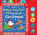 Blue and red Christmas sound book with Santa on his sleigh and a side panel featuring five colorful buttons.
