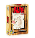 Wood-grain game box with red BANG! title above a wanted poster illustration of a cowboy holding a revolver.