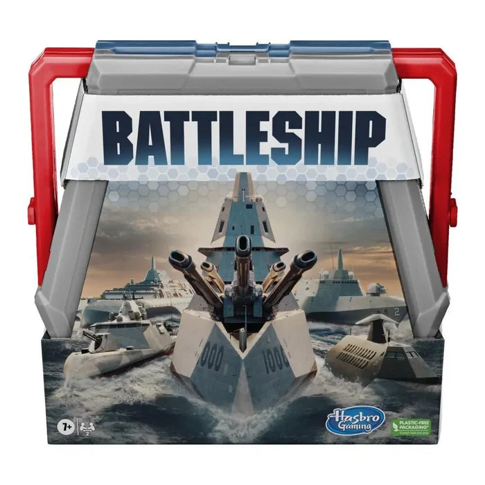 Grey and red case with large blue Battleship text and an illustration of futuristic warships on the ocean.