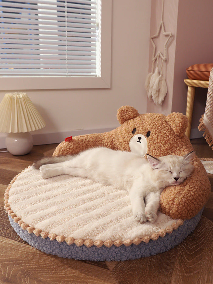 Soft bear-shaped cat bed by dealonline.co.nz, 52cm x 52cm x 22cm, cozy enclosed space for feline comfort