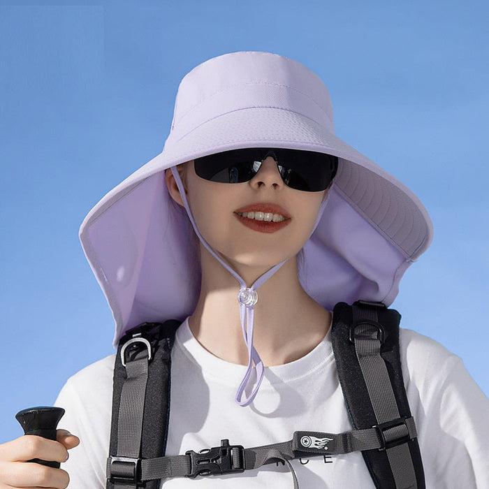 Beige wide brim sun hat with UV protection, suitable for outdoor fishing and hiking, featuring a bucket style from dealonline.co.nz.