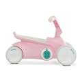 Pink BERG Go2 convertible pedal car with white wheels and teal accents, featuring a low-profile design and seat.